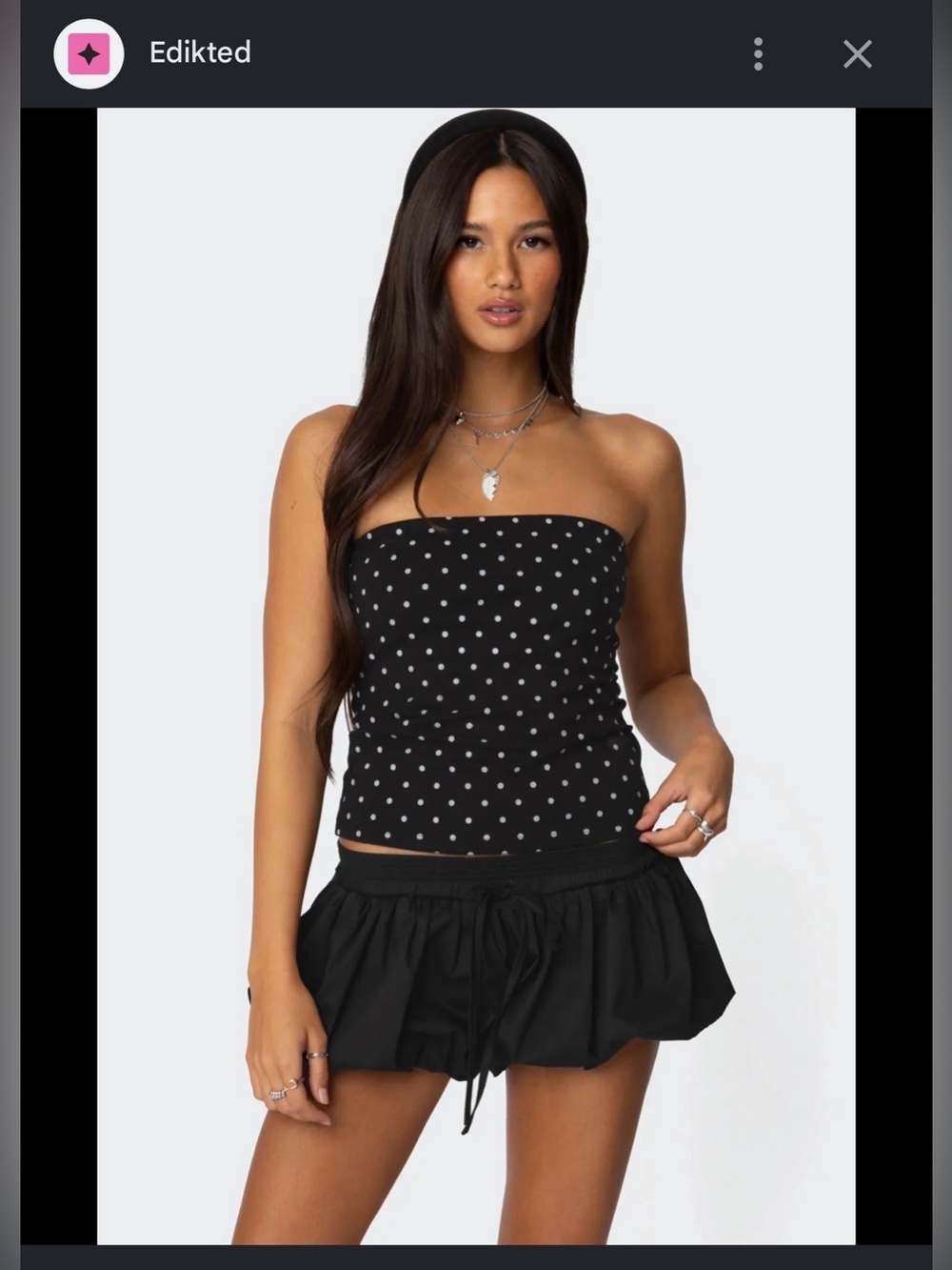 Edikted Black Polka Dot Tube Skirt - Women's Black with Light Purple Dots